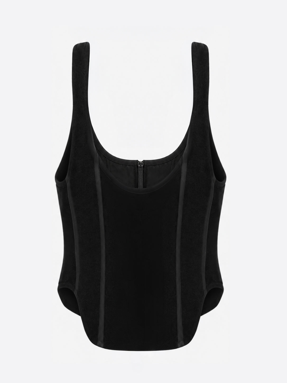 Corset Tank — structured black corset, product view
